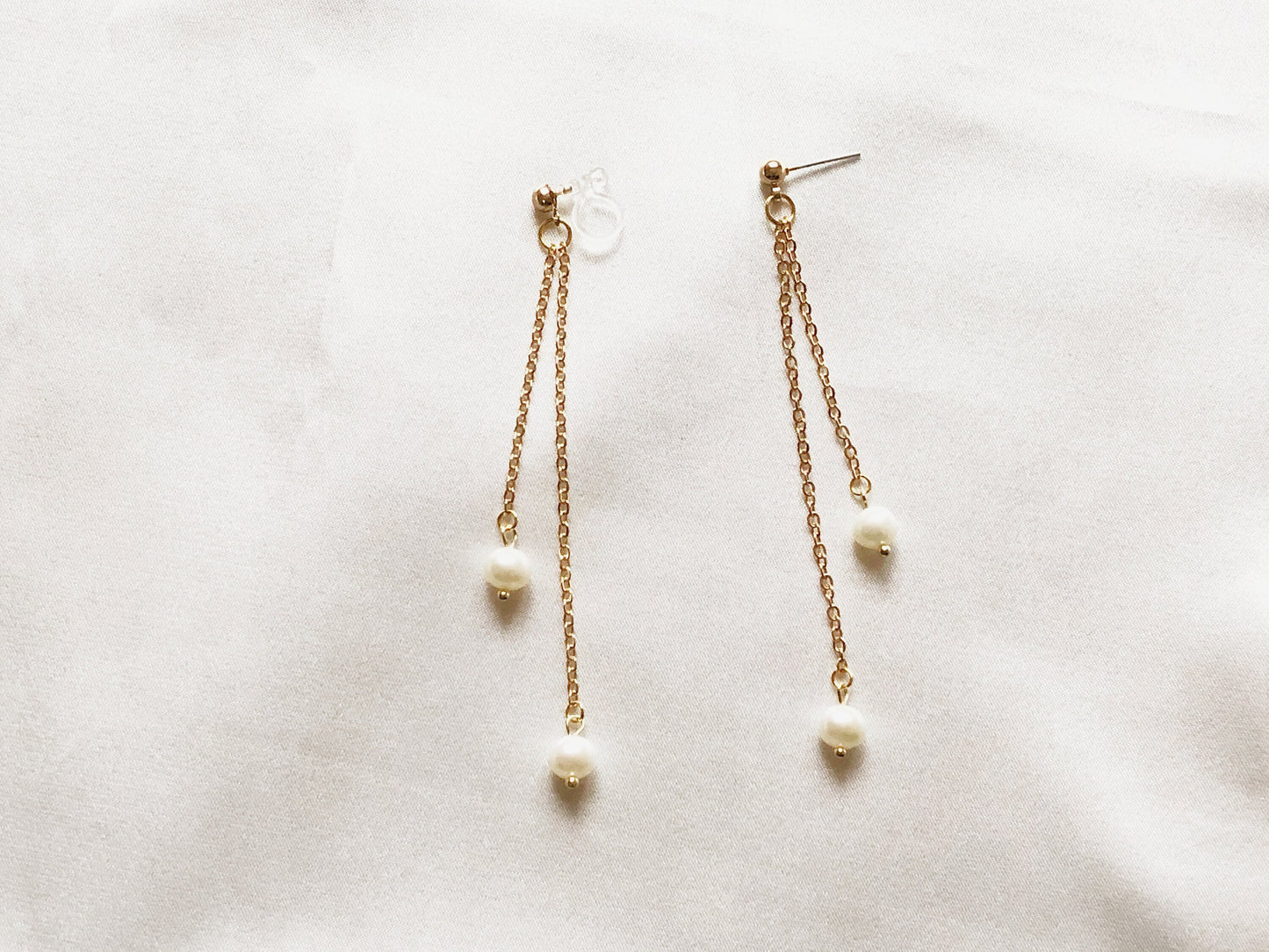 Freshwater Pearl Drop Earrings | Clip On or Stud | Handmade Bridal Jewelry | Gift for Her