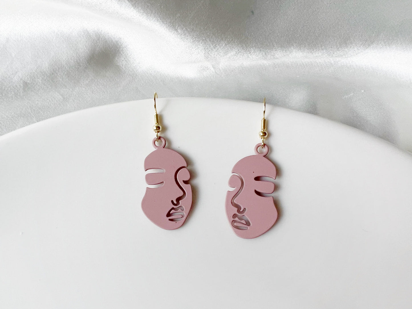 Red/ Black/ White Pretty Picasso face earrings, Hollow out Face Abstract Statement Drop Earrings