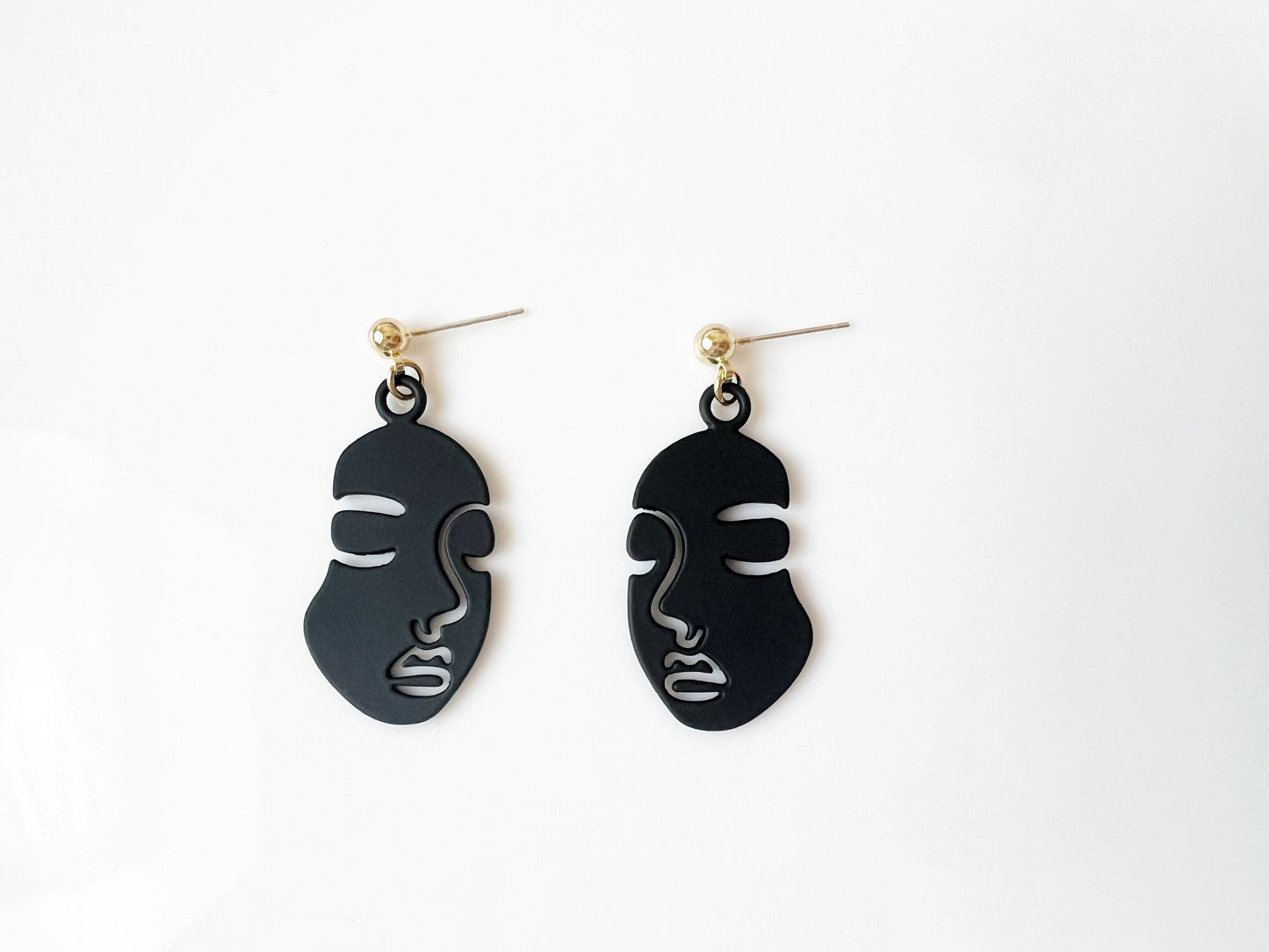 Red/ Black/ White Pretty Picasso face earrings, Hollow out Face Abstract Statement Drop Earrings