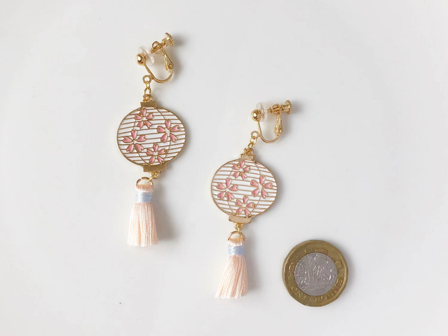Chinese/Japanese lantern Clip-on/ stud earrings with beautiful tassel, Luna new year gift, Cute handmade gift for her, Luna new year gift