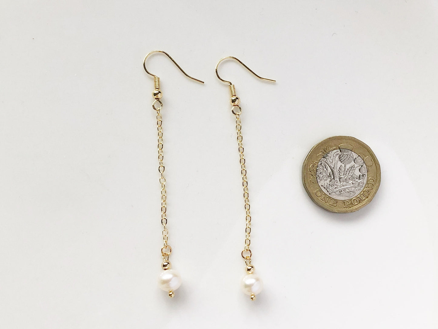 Dangle white freshwater pearl drop Stud / Clip on Earrings, Gift for her