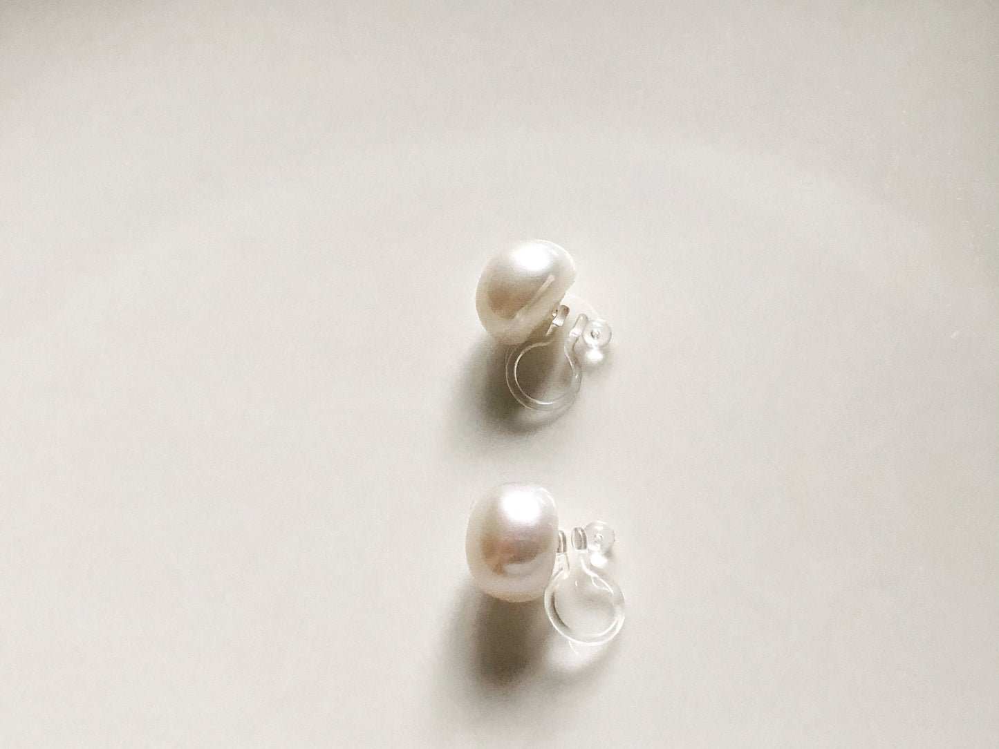White freshwater pearl Clip on Earrings, non-pierced earrings, Gift for her