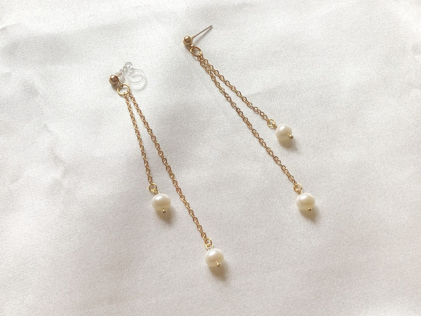 Freshwater Pearl Drop Earrings | Clip On or Stud | Handmade Bridal Jewelry | Gift for Her