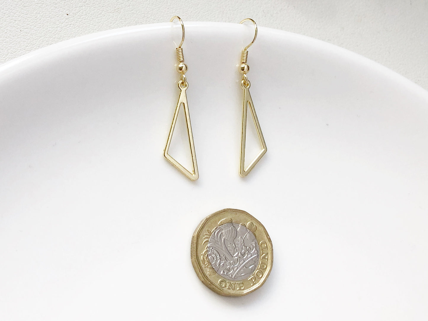 Dainty Gold Triangle Earrings, Geometric Drop Earrings, Minimalist Jewellery, Everyday Earrings, Elegant Gift for Her