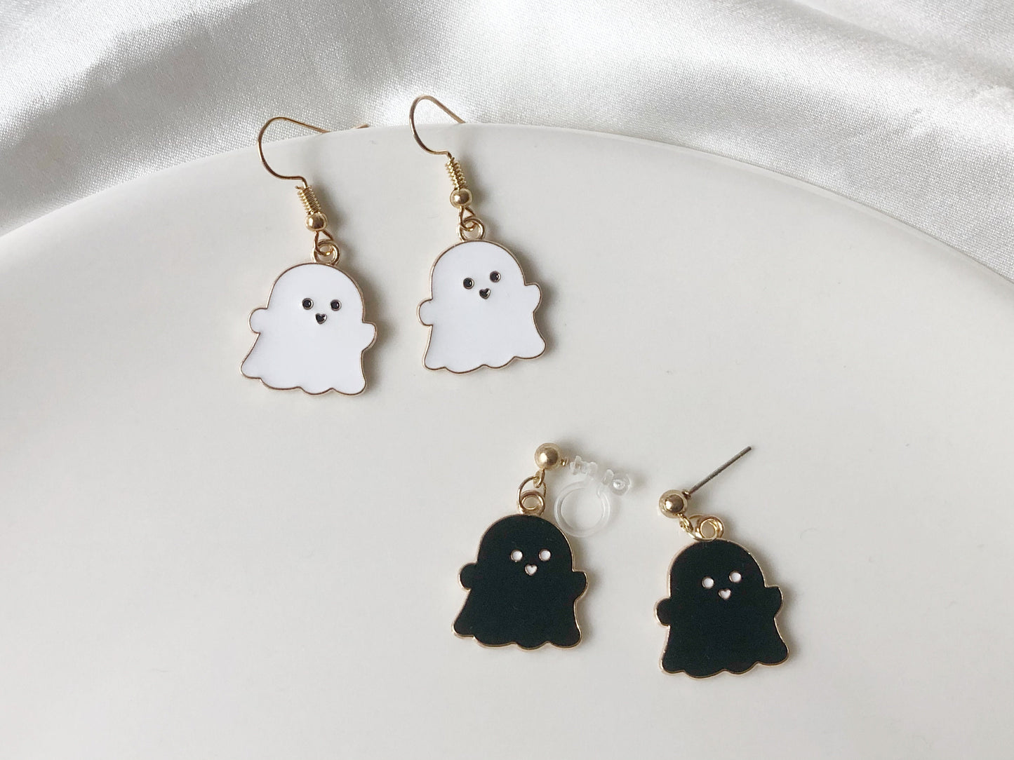 Cute Halloween Ghost Earrings | Spooky Stud or Clip-On | Fun Halloween Jewellery | Gift for Her or Teen