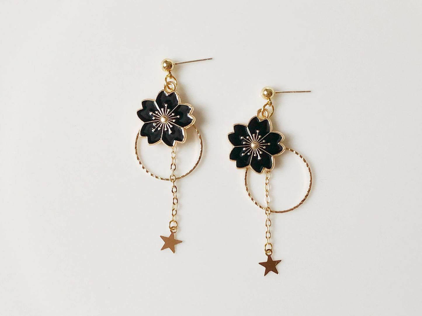 Sakura Cherry Blossom Earrings | Enamel Floral Jewellery | Clip On or Stud | Spring Gift for Her | Non Pierced Option
