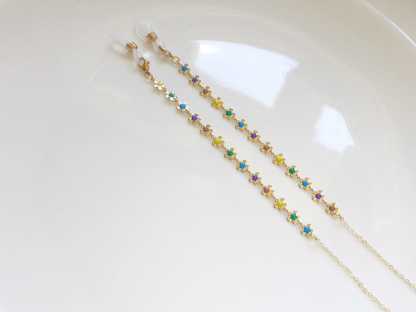 Dainty colourful flowers glasses chain, Delicate sunglasses chain, Travel essential, gift for mother, Valentines Gift for her, Lanyard