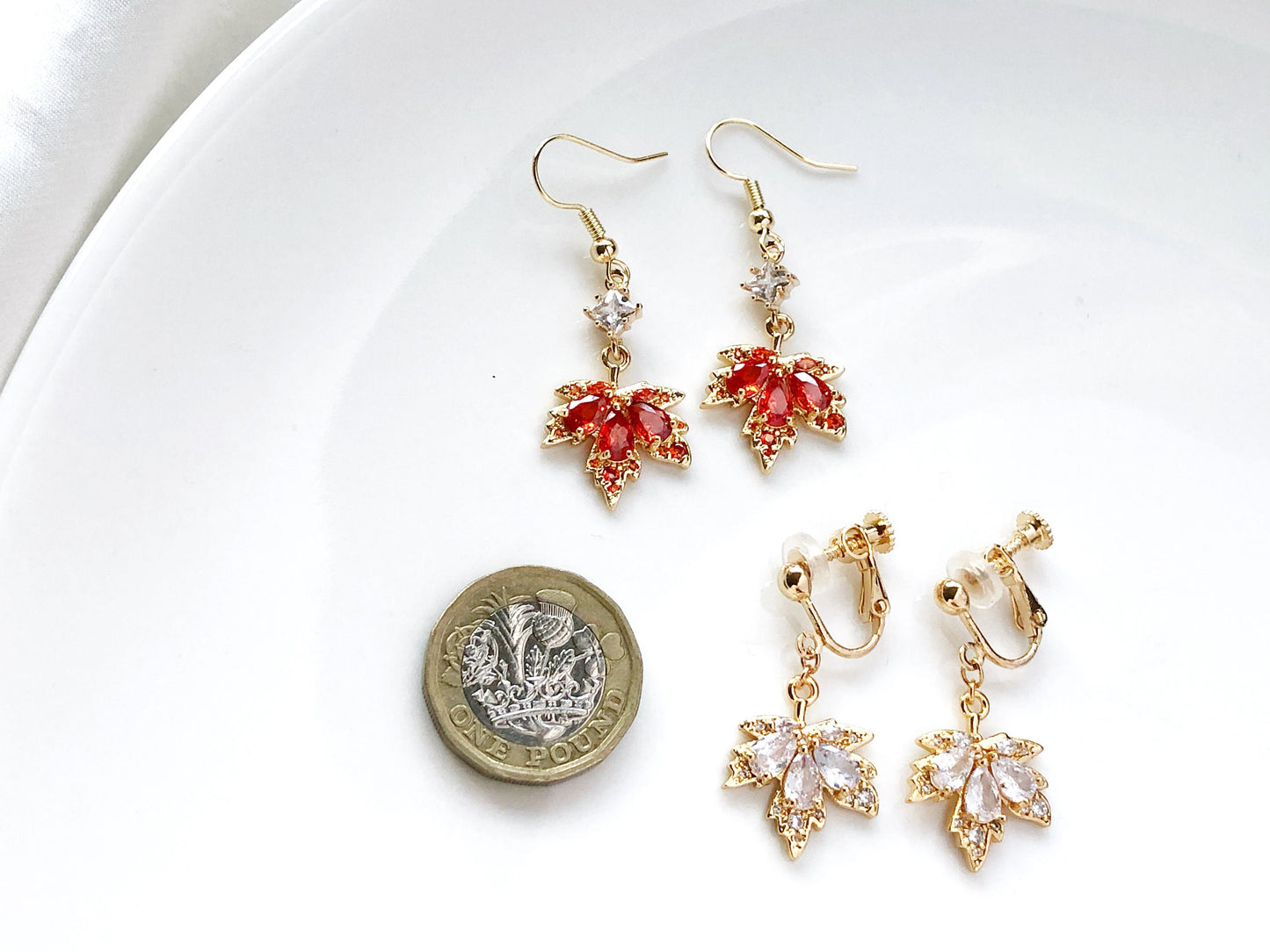 Maple Leaf Clip On Earrings or Studs, Autumn Plant Earrings, Botanical Jewelry Gift, Nature Inspired Jewellery for Her