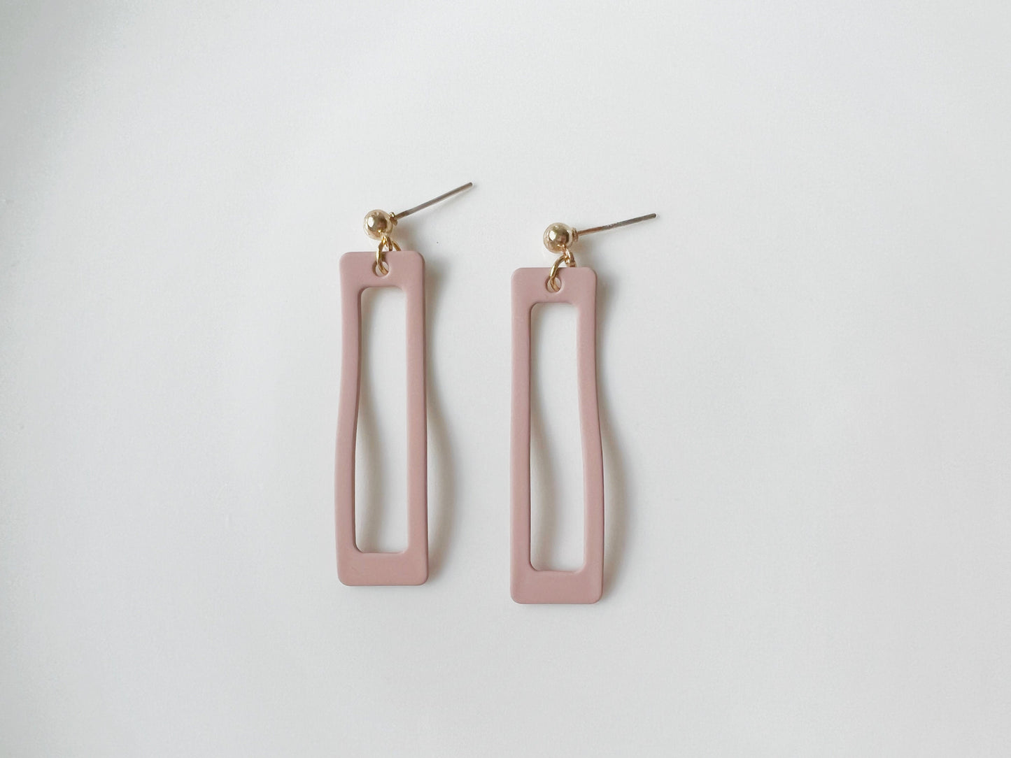 Green/ Yellow/ pink rectangle Ring clip on Earrings, Geometric dangle pendant, Gift for her
