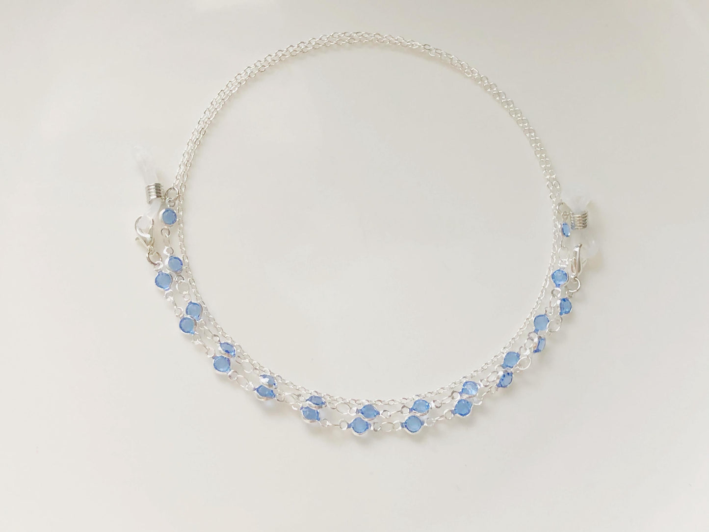 Dainty Blue Zirconia glasses chain, Delicate sunglasses chain, Travel essential, gift for mother, Valentines Gift for her, Lanyard