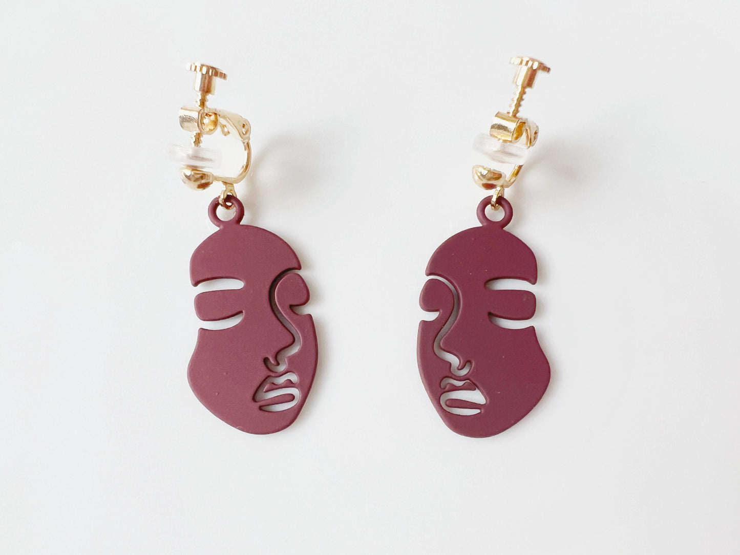 Red/ Black/ White Pretty Picasso face earrings, Hollow out Face Abstract Statement Drop Earrings