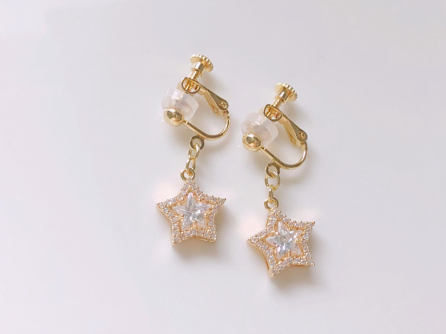 Dainty dangle Star stud/ clip on Earrings, gift for her