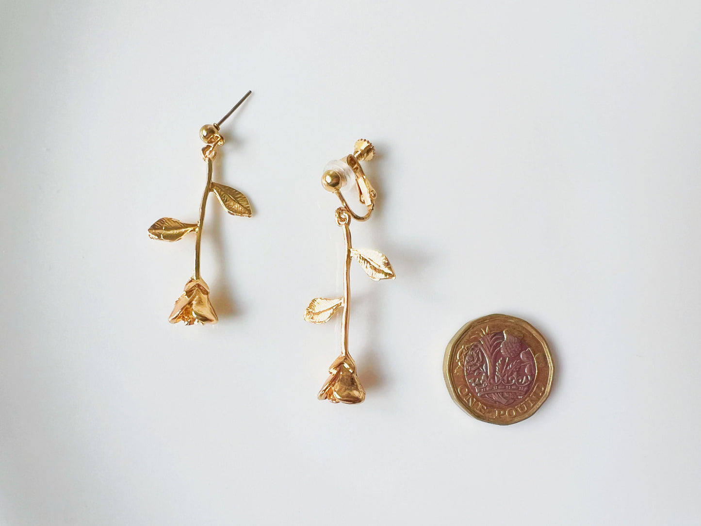 Dainty Rose Dangle Earrings | Flower Drop Earrings | Romantic Gift for Her | Bridesmaid Earrings | Minimalist Floral Jewellery