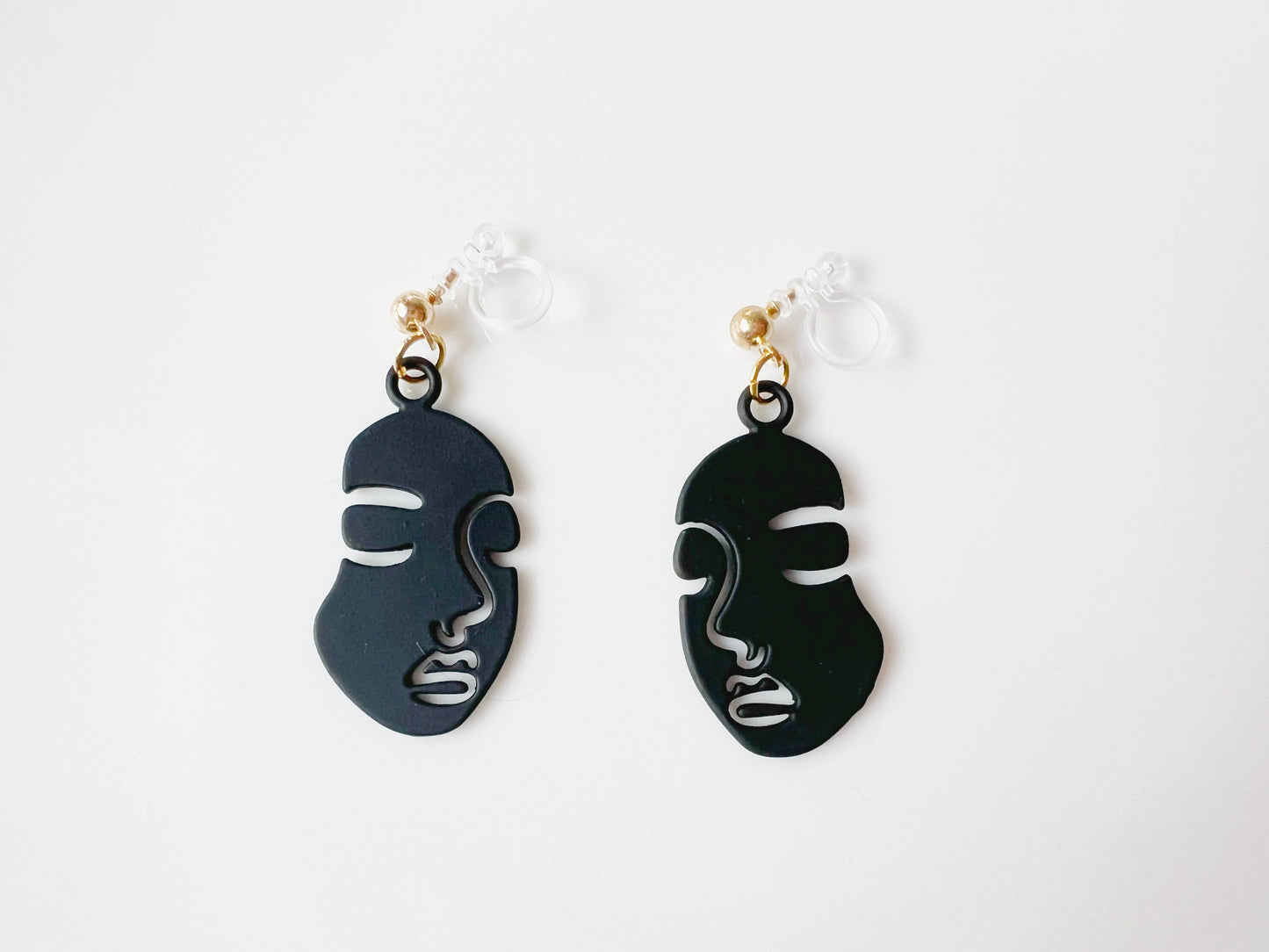 Red/ Black/ White Pretty Picasso face earrings, Hollow out Face Abstract Statement Drop Earrings