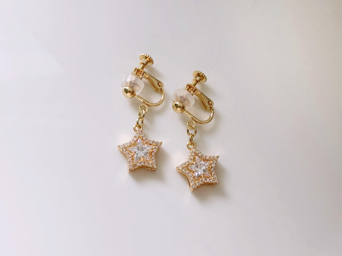 Dainty dangle Star stud/ clip on Earrings, gift for her