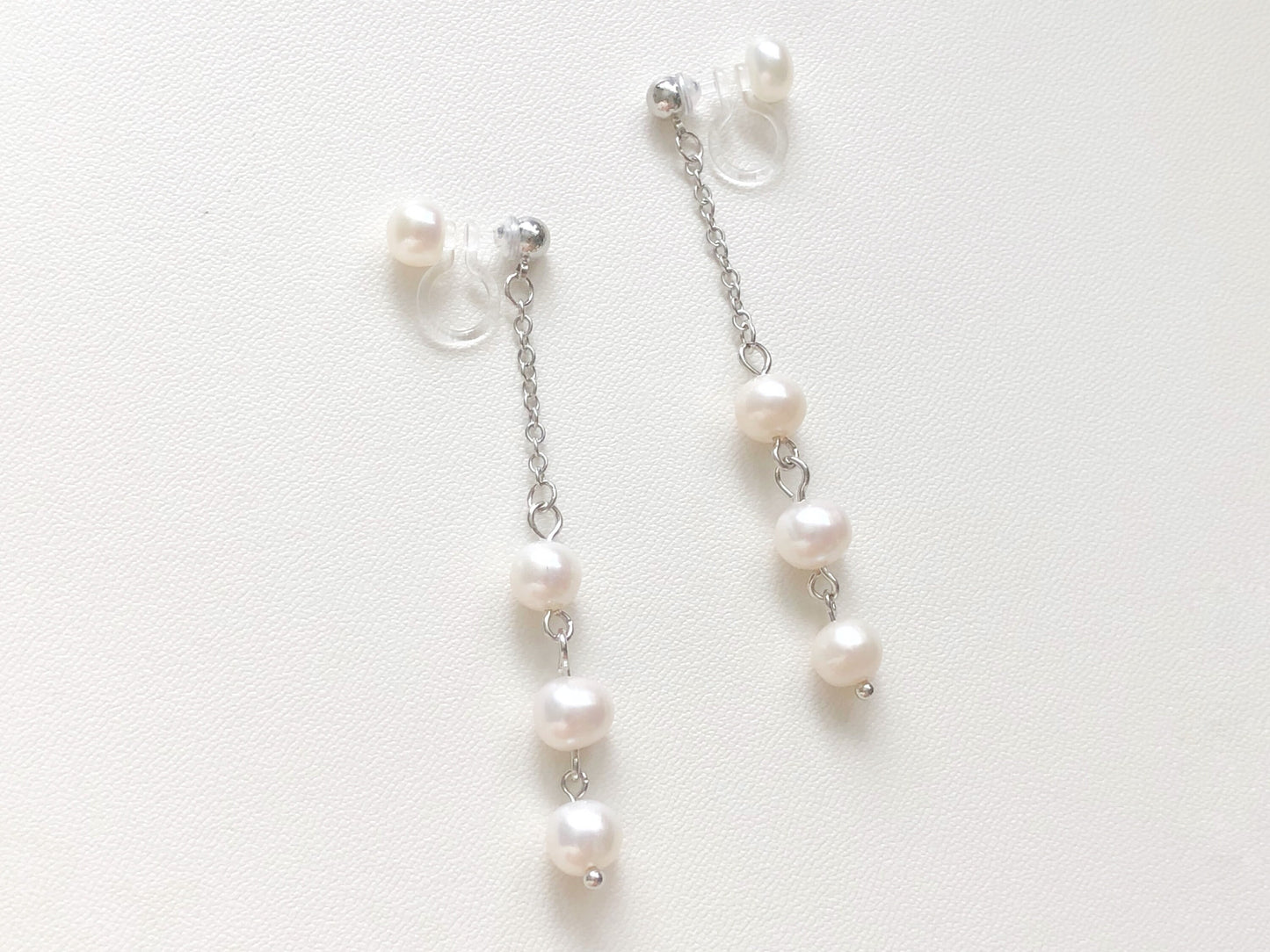 Freshwater Pearl Clip-On Earrings | Dangle Drop Design | Non Pierced Bridal Jewellery | Gift for Her