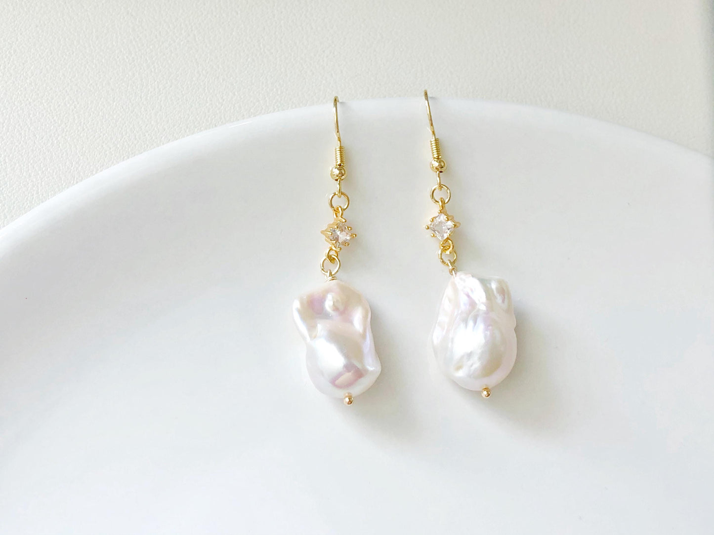 Baroque Ivory Pearl Earrings, Stud Hook Clip On Options Irregular Freshwater Pearl Drop Earrings with Star Charm Elegant Gift for Her