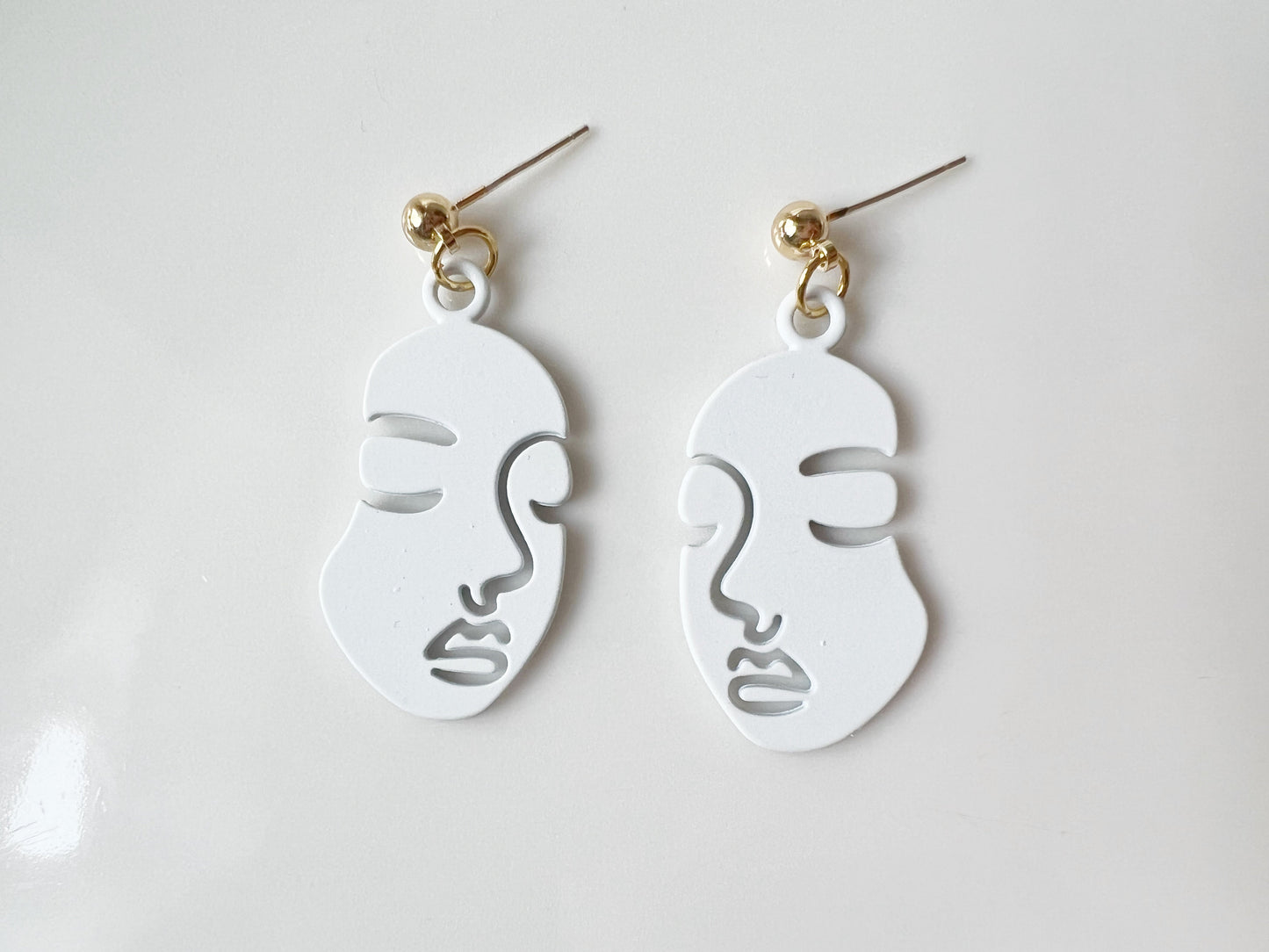 Red/ Black/ White Pretty Picasso face earrings, Hollow out Face Abstract Statement Drop Earrings