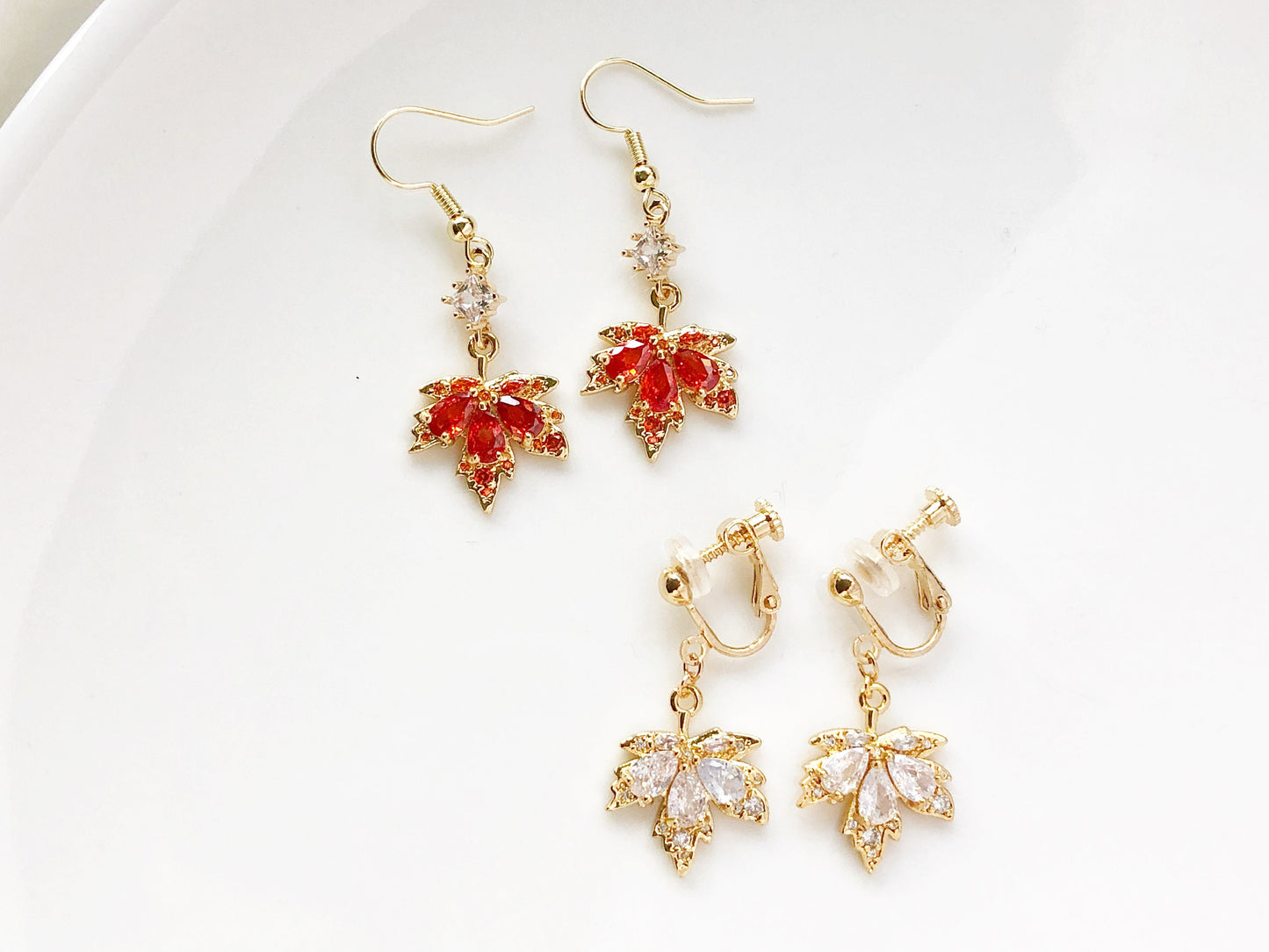 Maple Leaf Clip On Earrings or Studs, Autumn Plant Earrings, Botanical Jewelry Gift, Nature Inspired Jewellery for Her