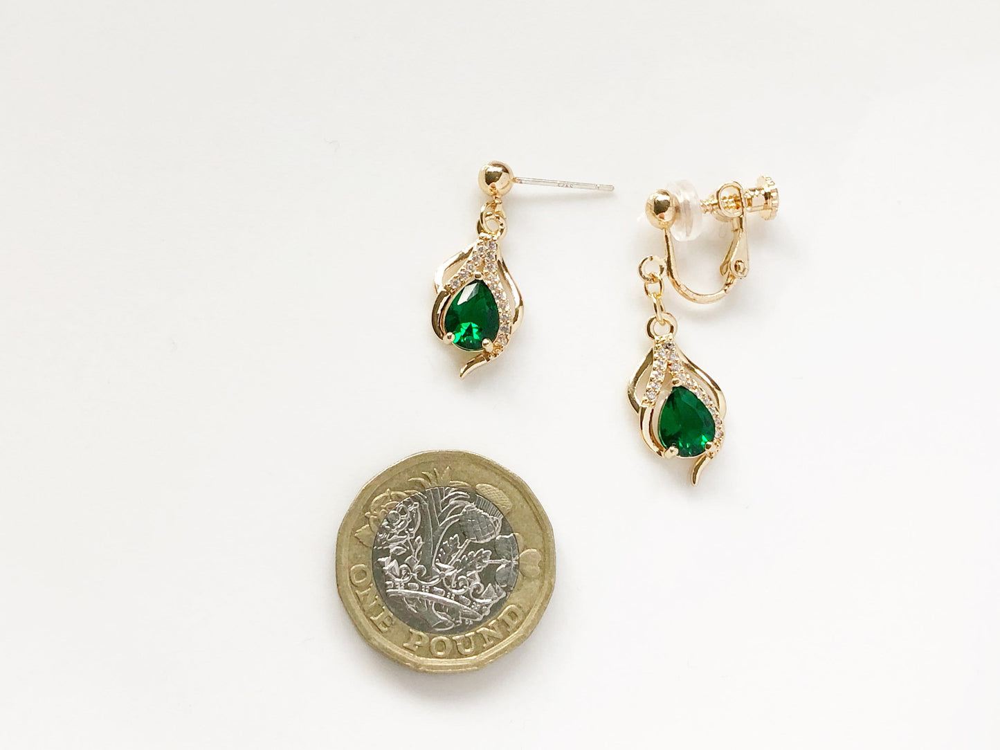 Dainty Green/ red/ White flower pendent Earrings, Delicate dangle jewellery, Gift for her