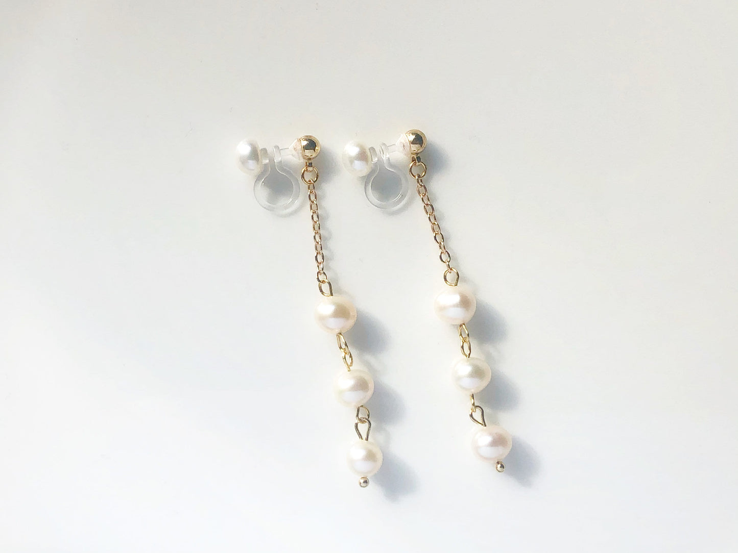 Freshwater Pearl Clip-On Earrings | Dangle Drop Design | Non Pierced Bridal Jewellery | Gift for Her