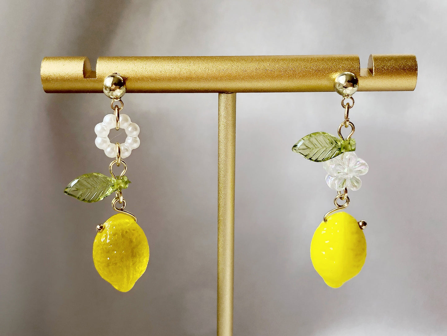 Mismatched Lemon Earrings | Clip On, Stud or Hook | Cute Fruit Earrings | Summer Jewellery Gift | Fun Asymmetrical Food Earrings