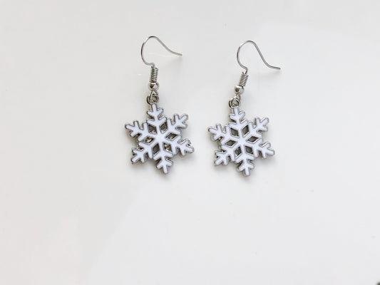 Cute Snowflake Winter Earrings - Silver Snowflake Studs or Clip-ons, Dainty Christmas Jewelry, Holiday Gift for Her, Winter Bridal Earrings