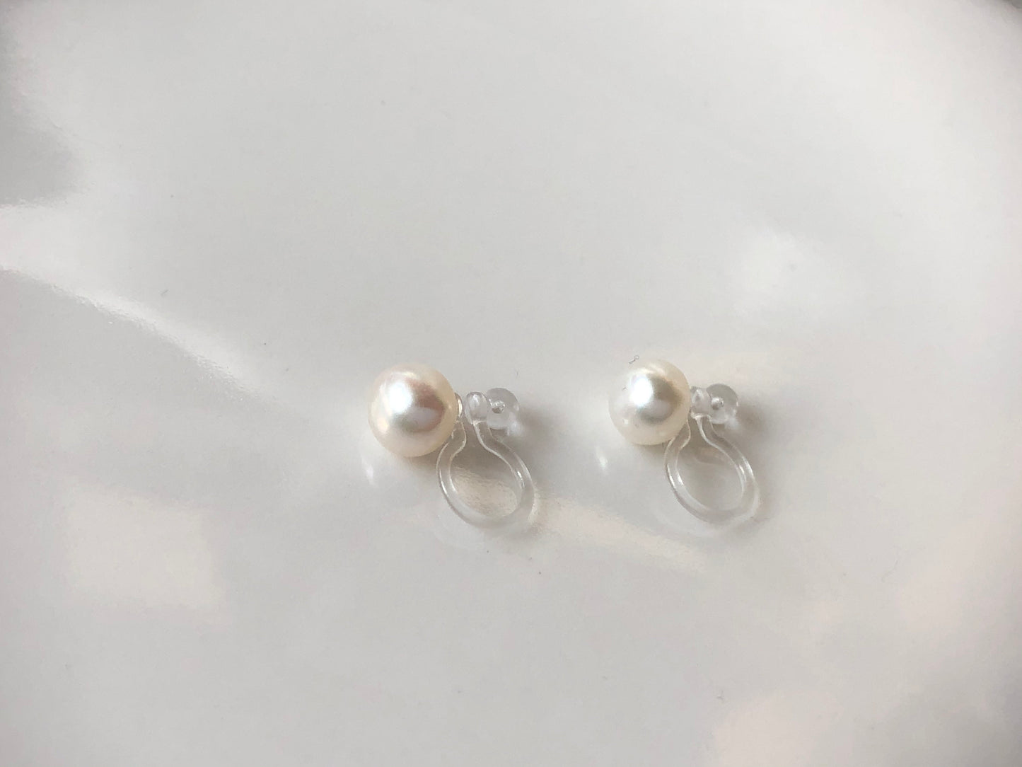 White freshwater pearl Clip on Earrings, non-pierced earrings, Gift for her