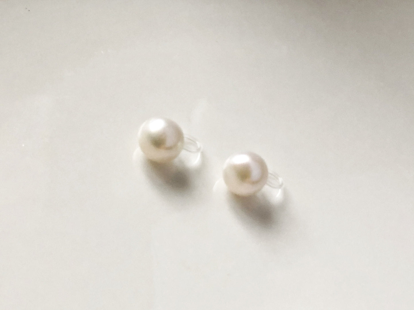 White freshwater pearl Clip on Earrings, non-pierced earrings, Gift for her