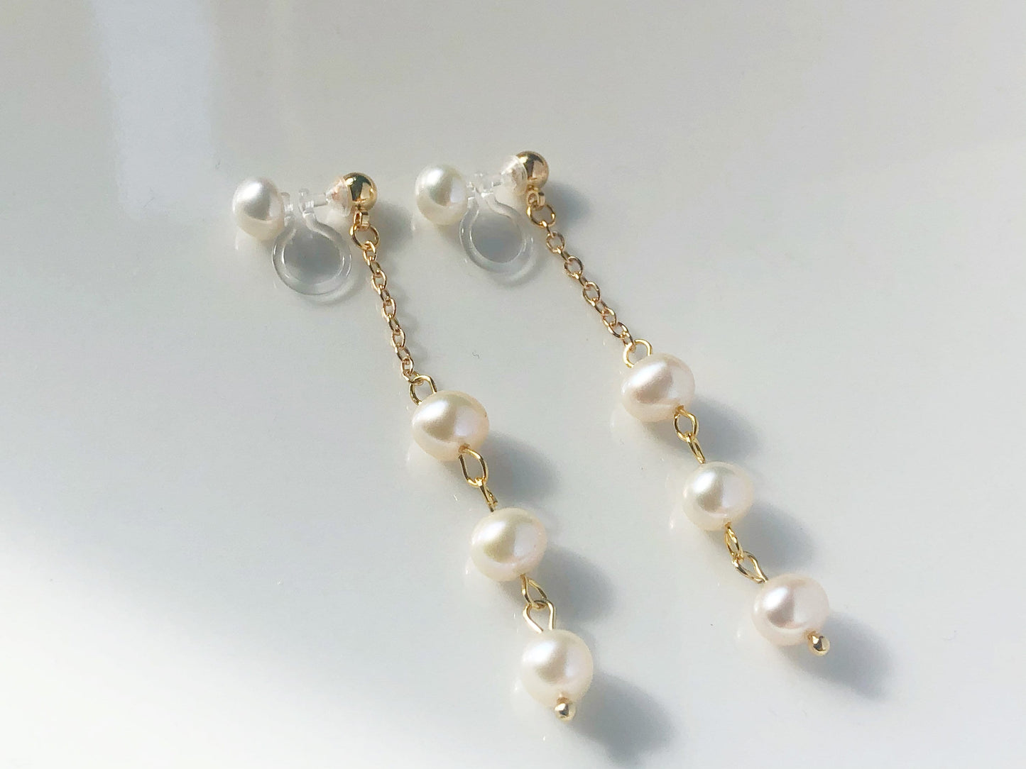 Freshwater Pearl Clip-On Earrings | Dangle Drop Design | Non Pierced Bridal Jewellery | Gift for Her