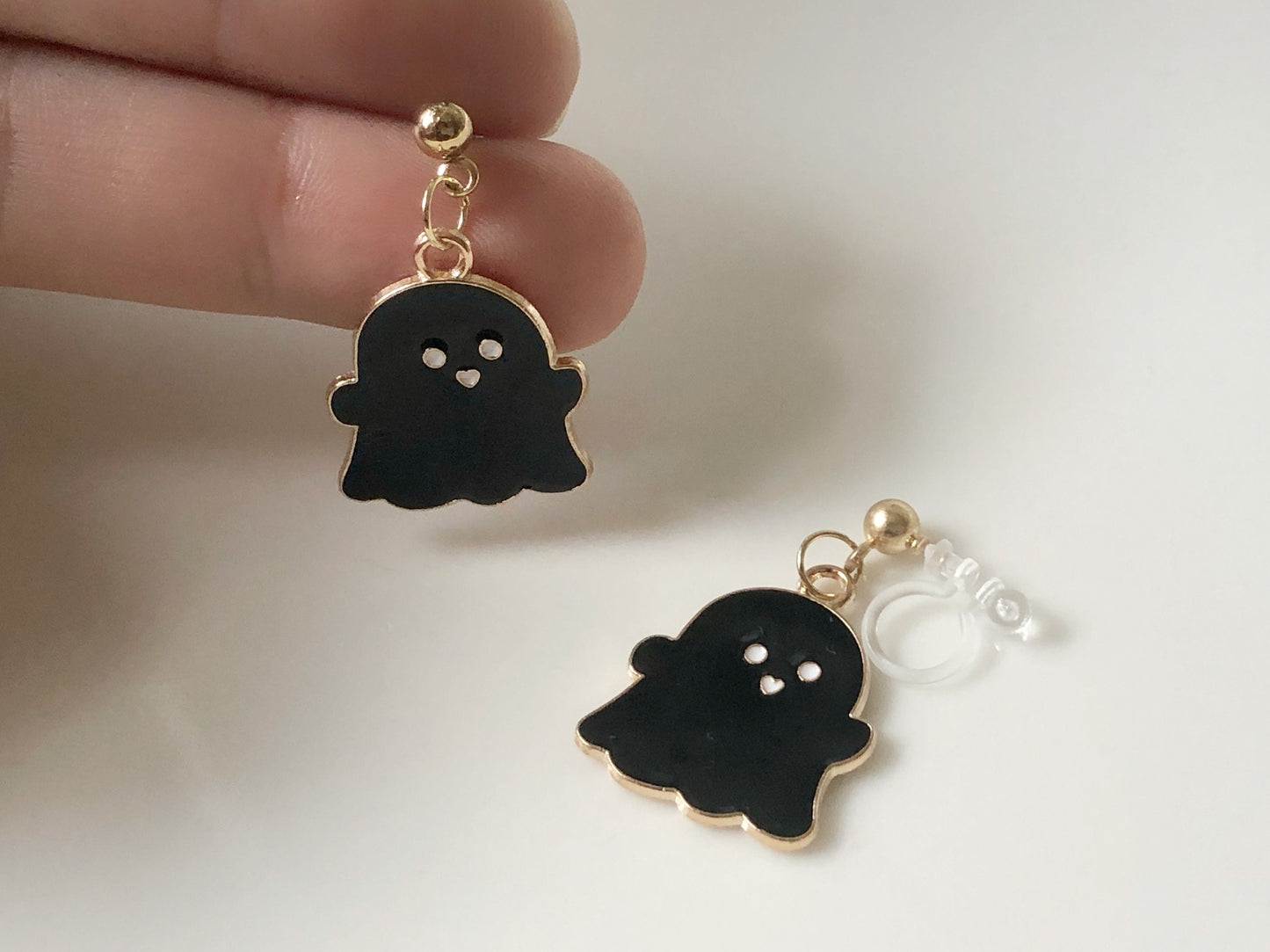 Cute Halloween Ghost Earrings | Spooky Stud or Clip-On | Fun Halloween Jewellery | Gift for Her or Teen