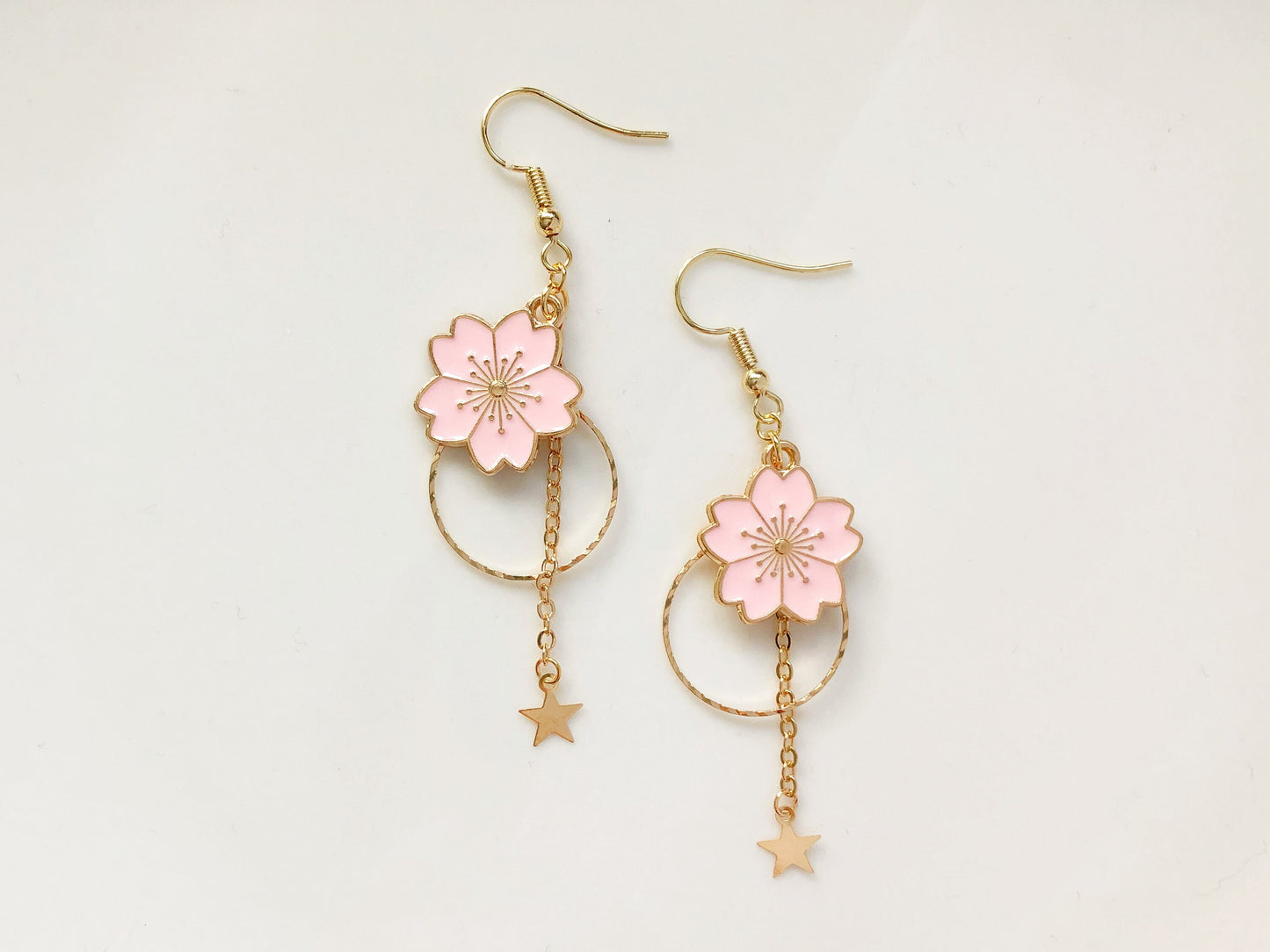 Sakura Cherry Blossom Earrings | Enamel Floral Jewellery | Clip On or Stud | Spring Gift for Her | Non Pierced Option