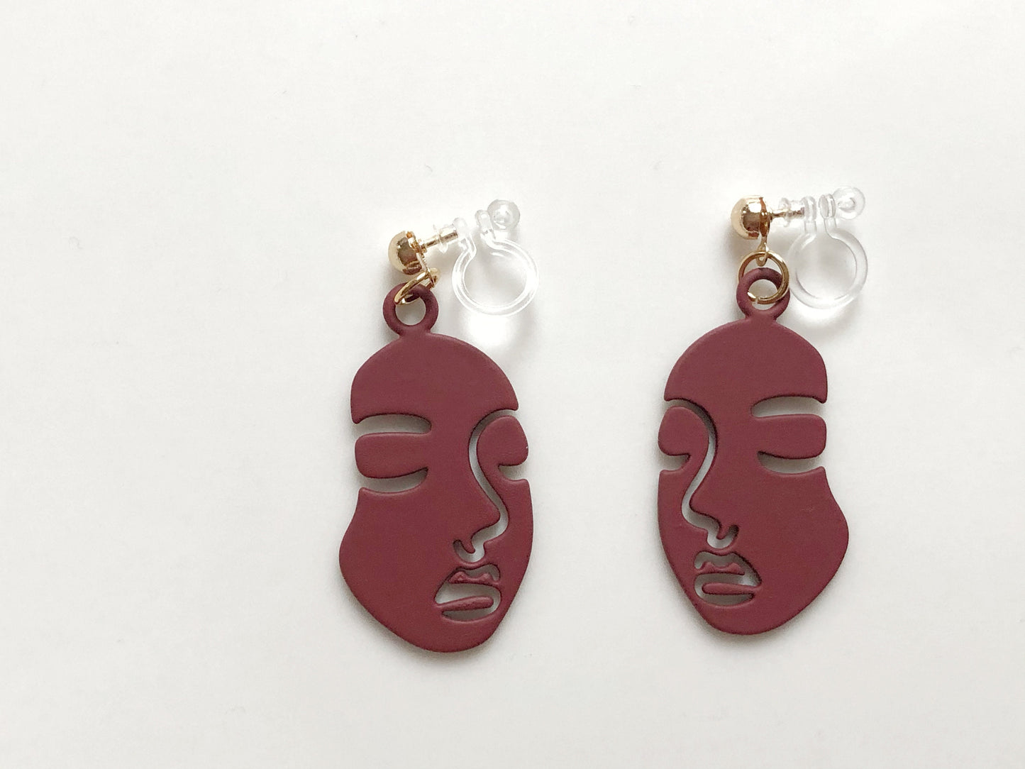 Red/ Black/ White Pretty Picasso face earrings, Hollow out Face Abstract Statement Drop Earrings