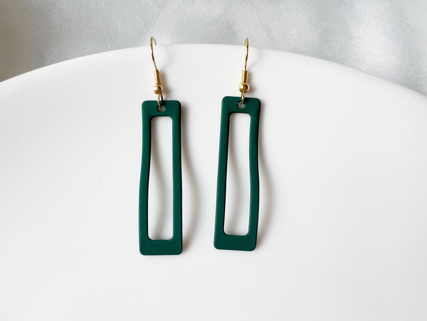 Green/ Yellow/ pink rectangle Ring clip on Earrings, Geometric dangle pendant, Gift for her