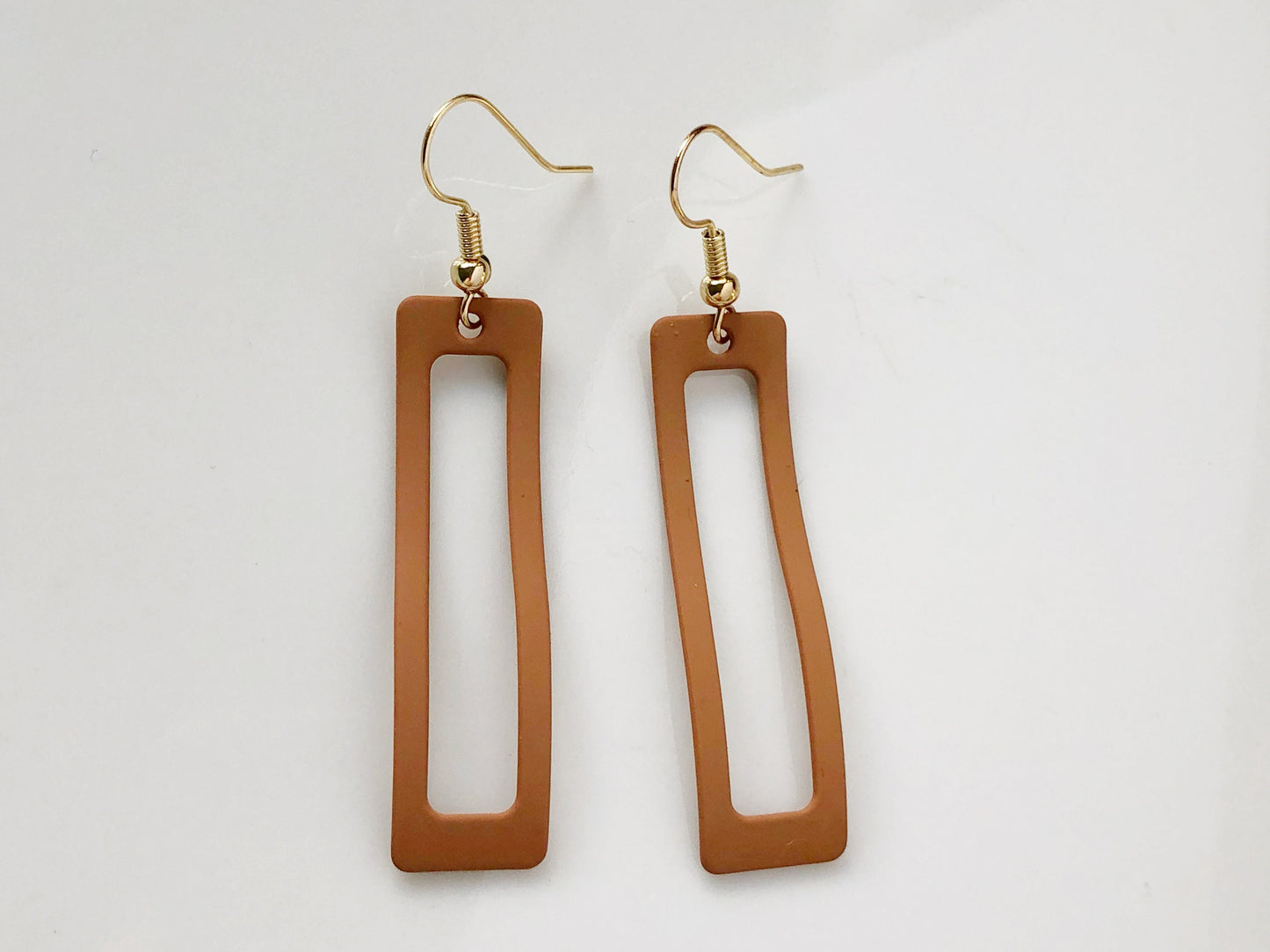 Green/ Yellow/ pink rectangle Ring clip on Earrings, Geometric dangle pendant, Gift for her
