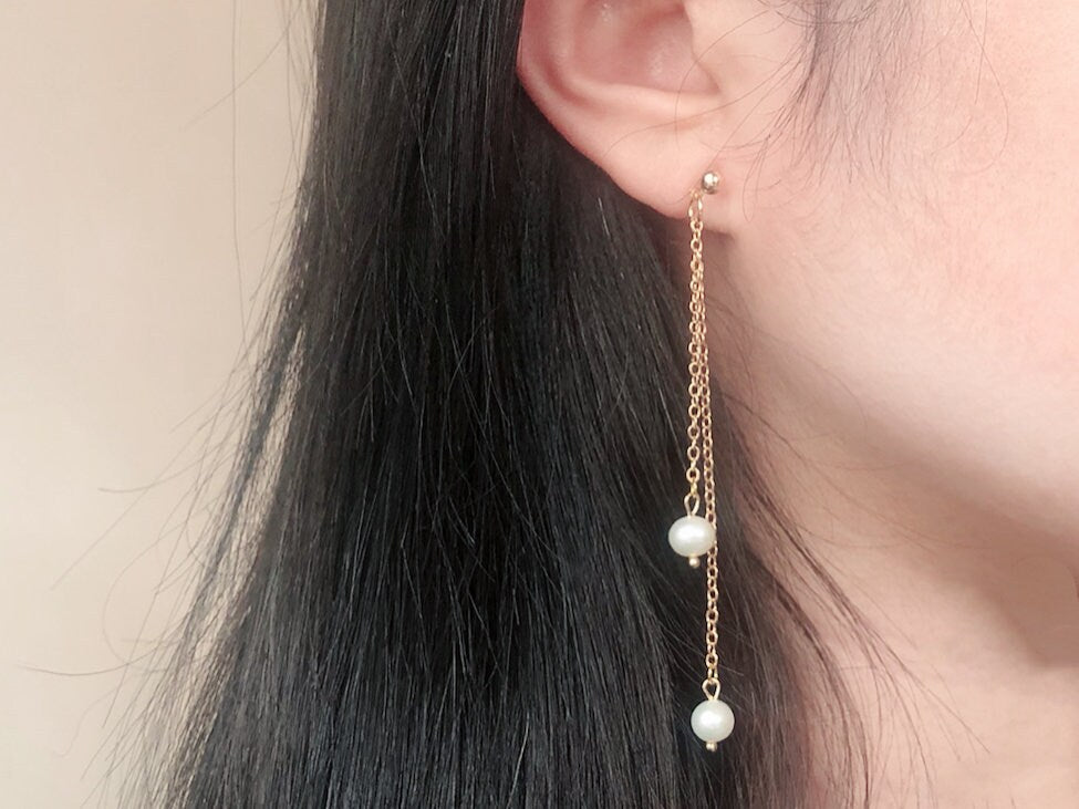 Freshwater Pearl Drop Earrings | Clip On or Stud | Handmade Bridal Jewelry | Gift for Her