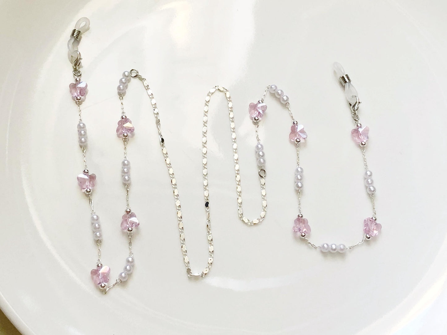 Glasses Chain Butterfly Bead, Cute Kids Eyeglass Holder, Pearl Resin Spectacles Chain, Sunglasses Strap Jewellery Gift For Girl