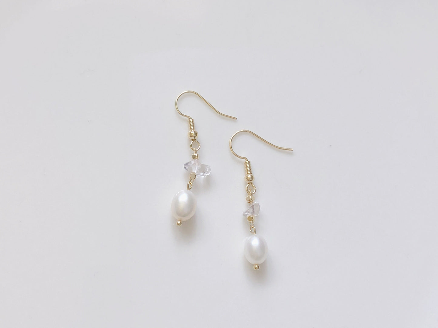 Amethyst and Pearl Earrings Elegant Dangle Jewellery Gold Accent Clip On Stud Hook Options Delicate Gift for Her