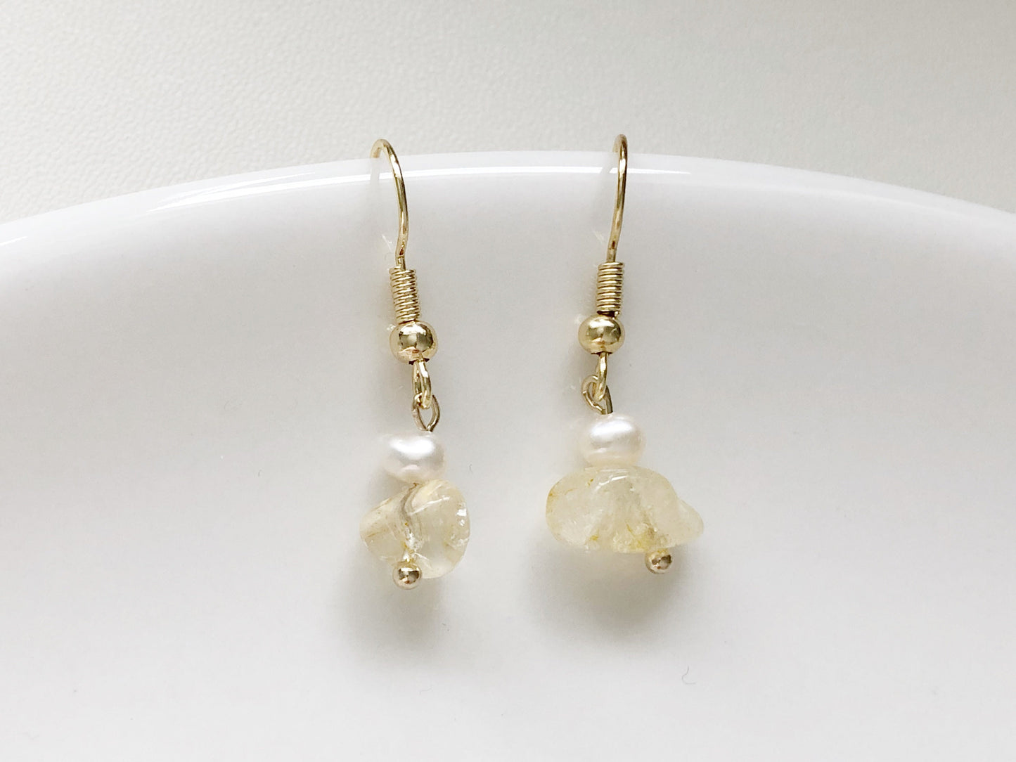 Quartz Pearl Earrings Natural Gemstone Dangle Freshwater Pearl Jewellery Clip On or Hook Minimal Elegant Gift for Her Crystal Drop Earrings