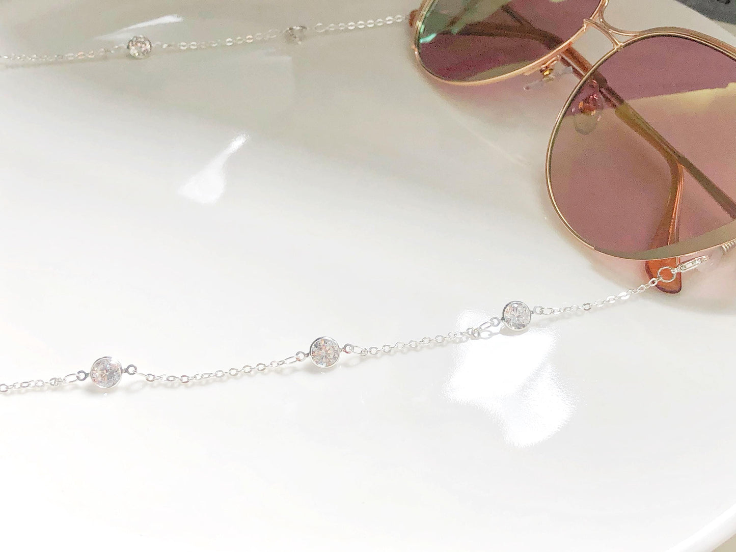 Dainty Zirconia glasses chain, Delicate sunglasses chain, Travel essential, gift for mother, Valentines Gift for her, Lanyard