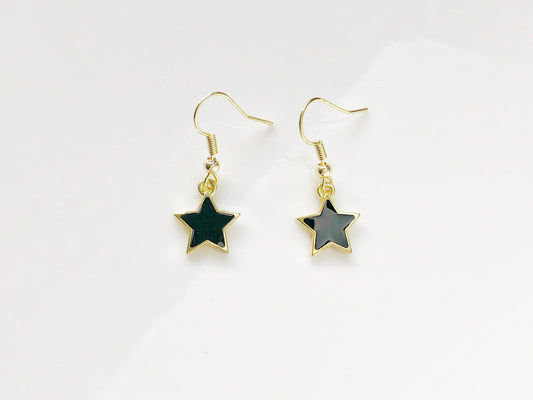 Cute Black Star earrings, Geometric Minimalism earrings,  gift for her