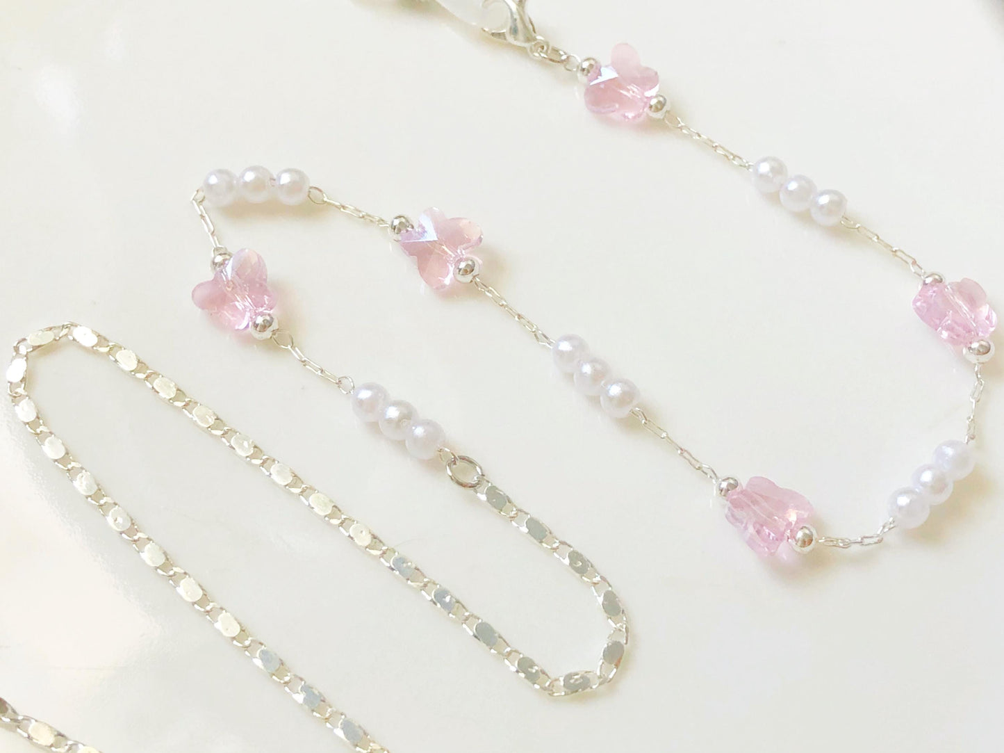 Glasses Chain Butterfly Bead, Cute Kids Eyeglass Holder, Pearl Resin Spectacles Chain, Sunglasses Strap Jewellery Gift For Girl