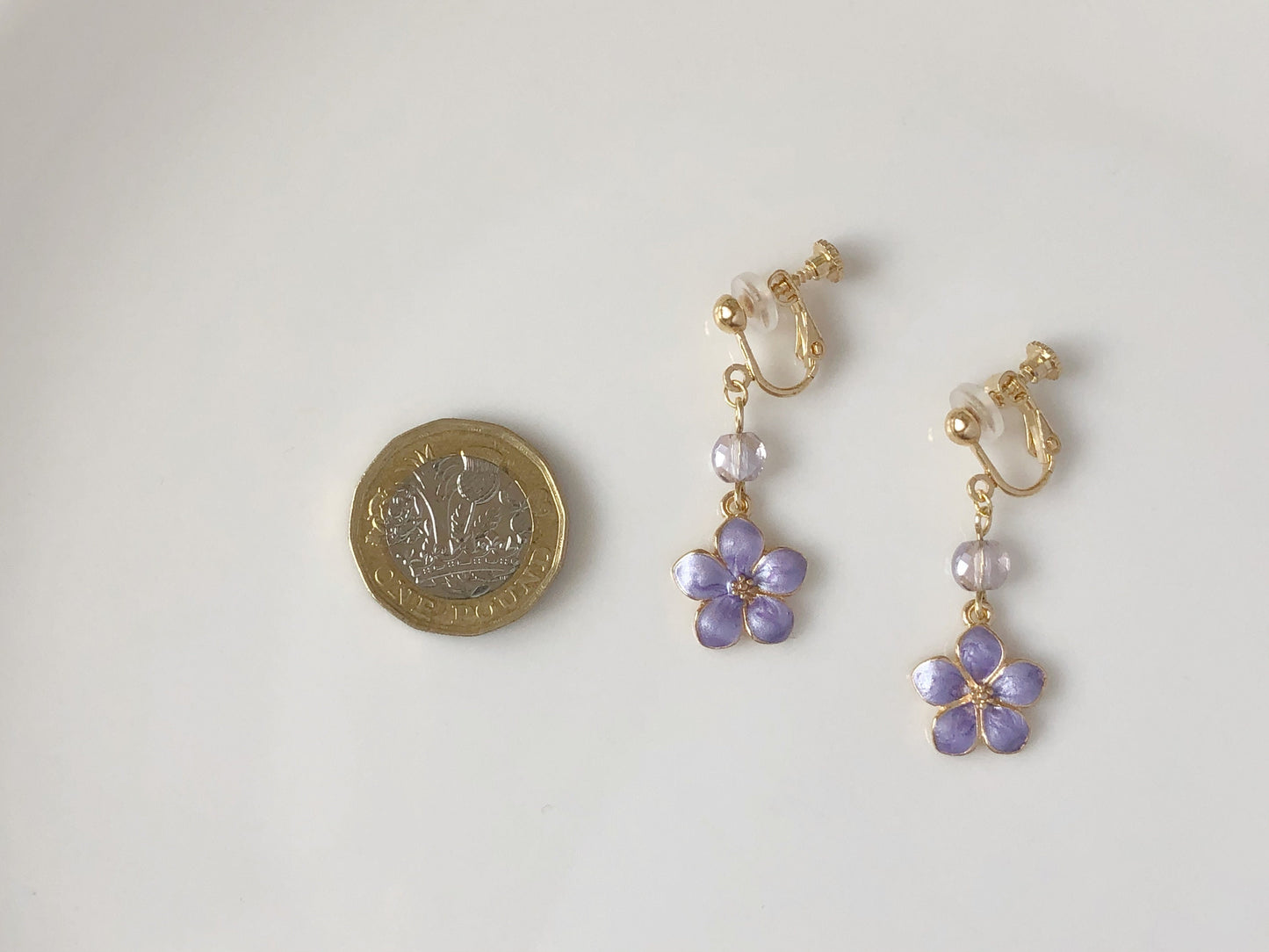 Sakura enamel earrings, oriental cherry Stud/Clip on earring, Dangle and drop earrings, spring gift for her