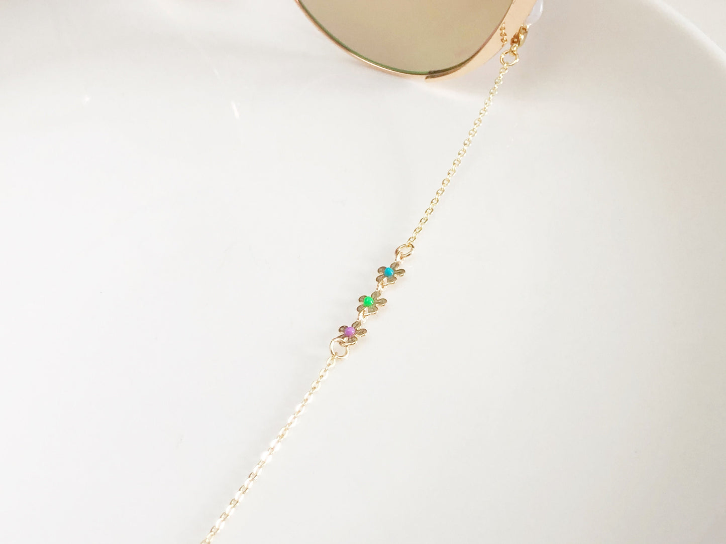 Dainty colourful flowers glasses chain, Delicate sunglasses chain, Travel essential, gift for mother, Valentines Gift for her, Lanyard