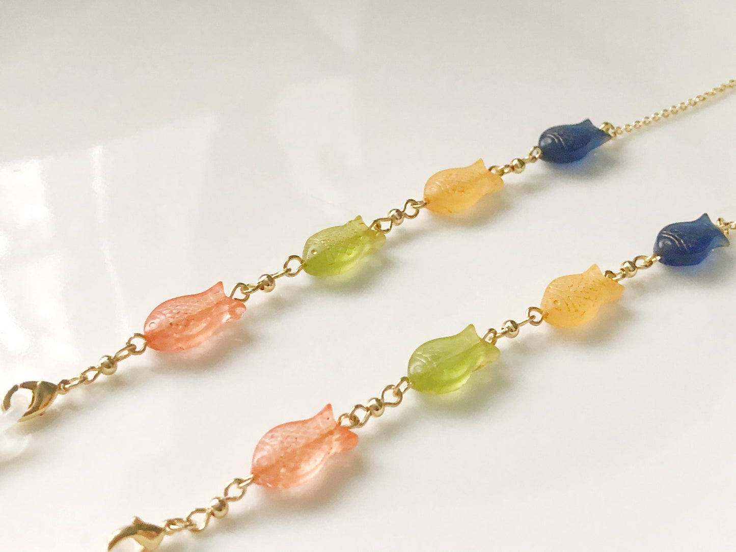 Cute Glasses Chain with Colourful Fish Beads, Japanese Style Eyewear Chain Holder for Women, Kawaii Sunglasses Strap Jewellery Gift for Her