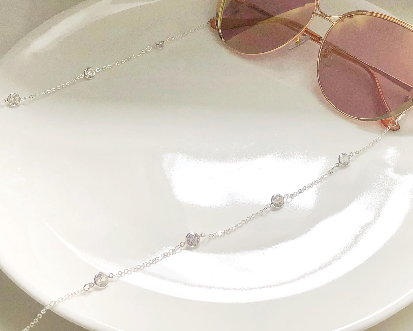 Dainty Zirconia glasses chain, Delicate sunglasses chain, Travel essential, gift for mother, Valentines Gift for her, Lanyard