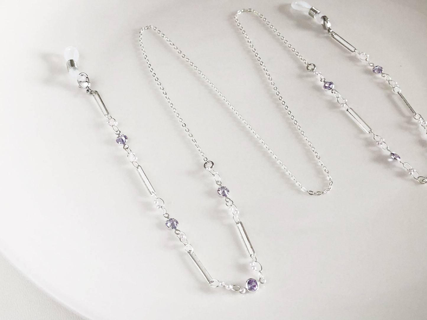 Dainty purple Zirconia glasses chain, Delicate sunglasses chain, Travel essential, gift for mother, Valentines Gift for her, Lanyard