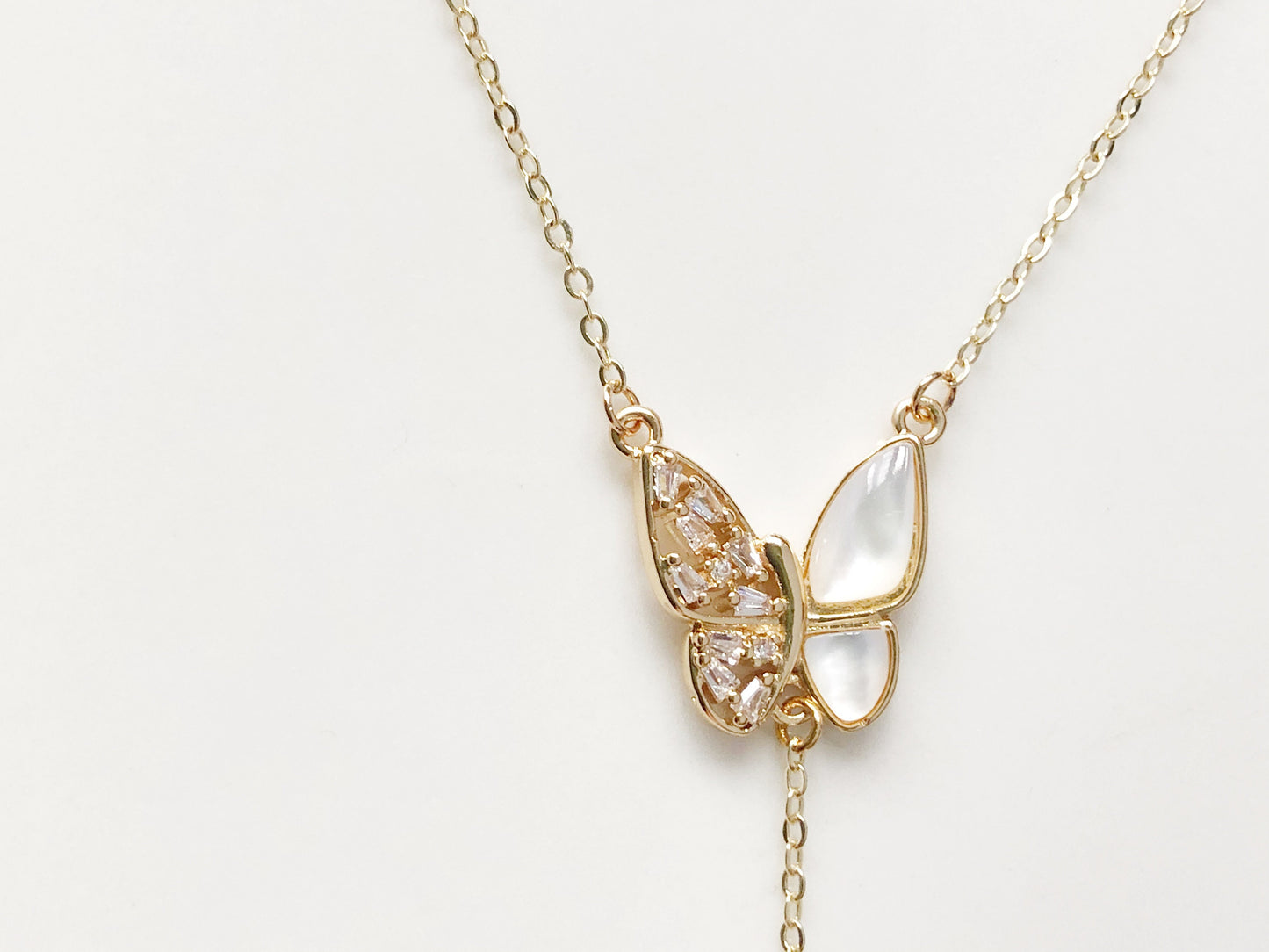 Butterfly Pearl Necklace Elegant Freshwater Pearl Pendant Dainty Zircon Jewellery Wedding Anniversary Birthday Gift for her Women Girls
