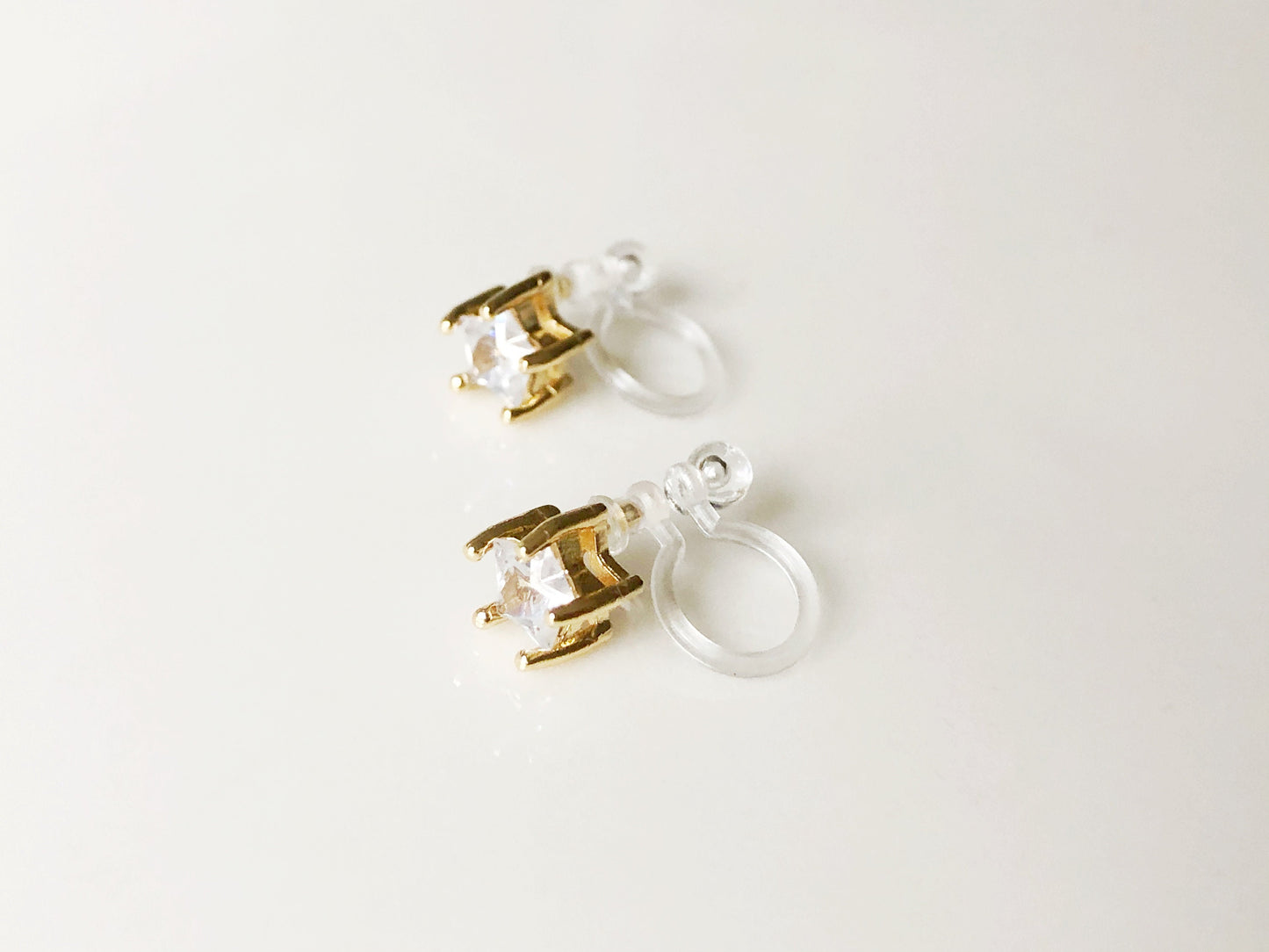 Tiny zirconia star stud/ cilp on Earring, Geometric Earring, Gift for her