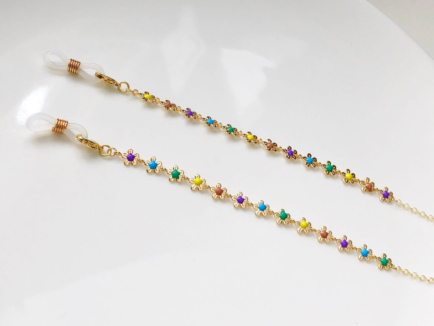 Dainty colourful flowers glasses chain, Delicate sunglasses chain, Travel essential, gift for mother, Valentines Gift for her, Lanyard